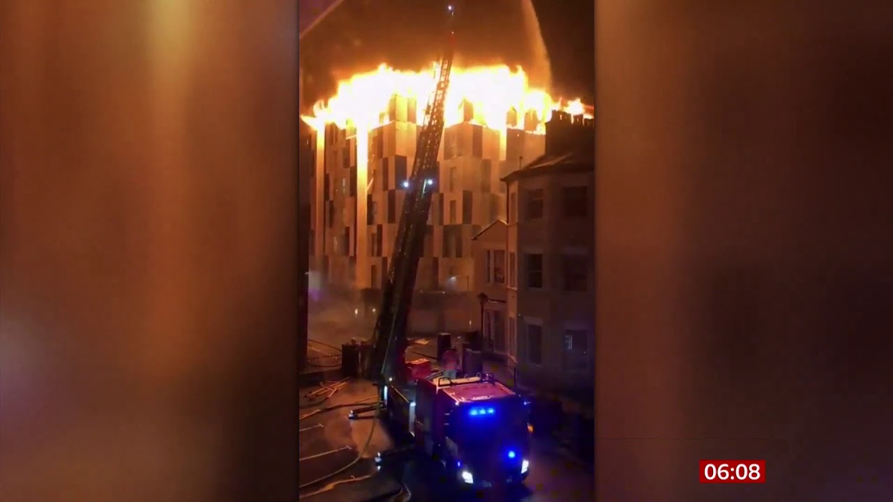 Student block cladding fire (UK) - BBC News - 16th November 2019