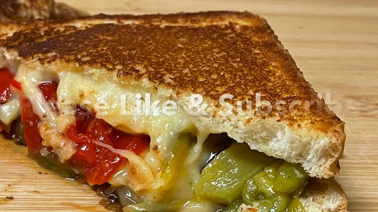 Grilled Gouda Cheese Sandwich with Peppers and Caramelized Onions