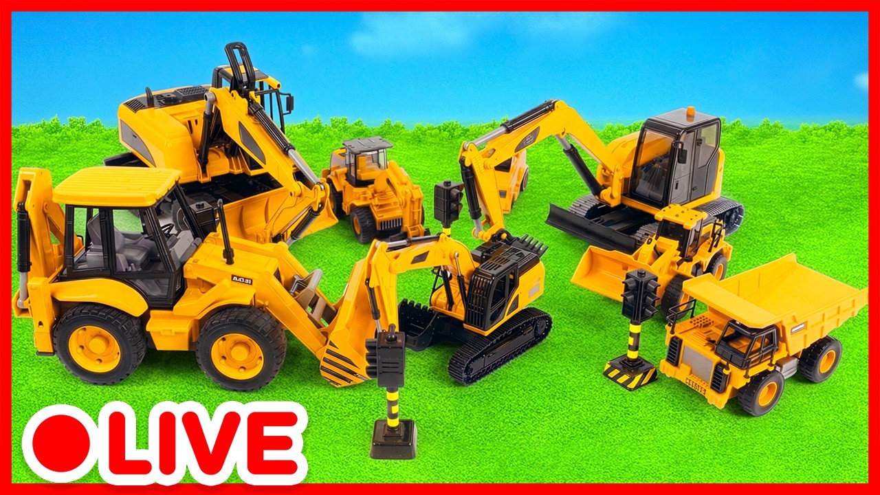 🔴 LIVE! 🚜 حفارات وشاحنات في مهمة ممتعة! كرتون الألعاب للأطفال | Kidibli
