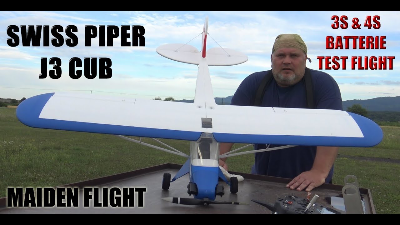 H-King PNF Swiss J-3 Piper Cub EPO 1400mm Maiden flight on 3S & 4S