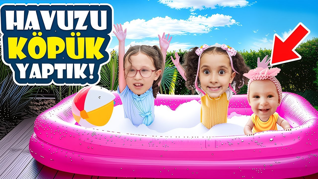 BAHAR BANU ALYA VE ASEL MİRA HAVUZUN İÇİNİ KÖPÜKLE DOLDURDU !! ASEL MİRA KÖPÜKLERİ YEDİ !!