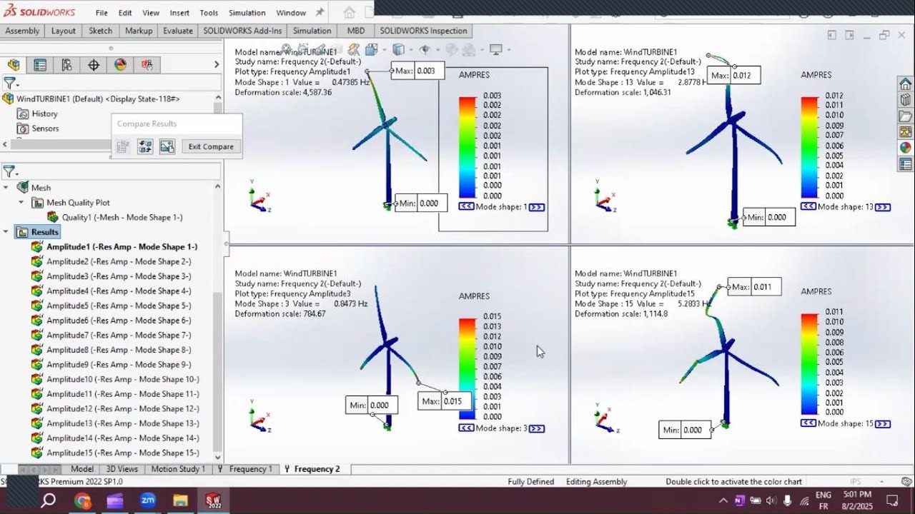 Frequency Analysis of a Wind Turbine with SolidWorks Simulation