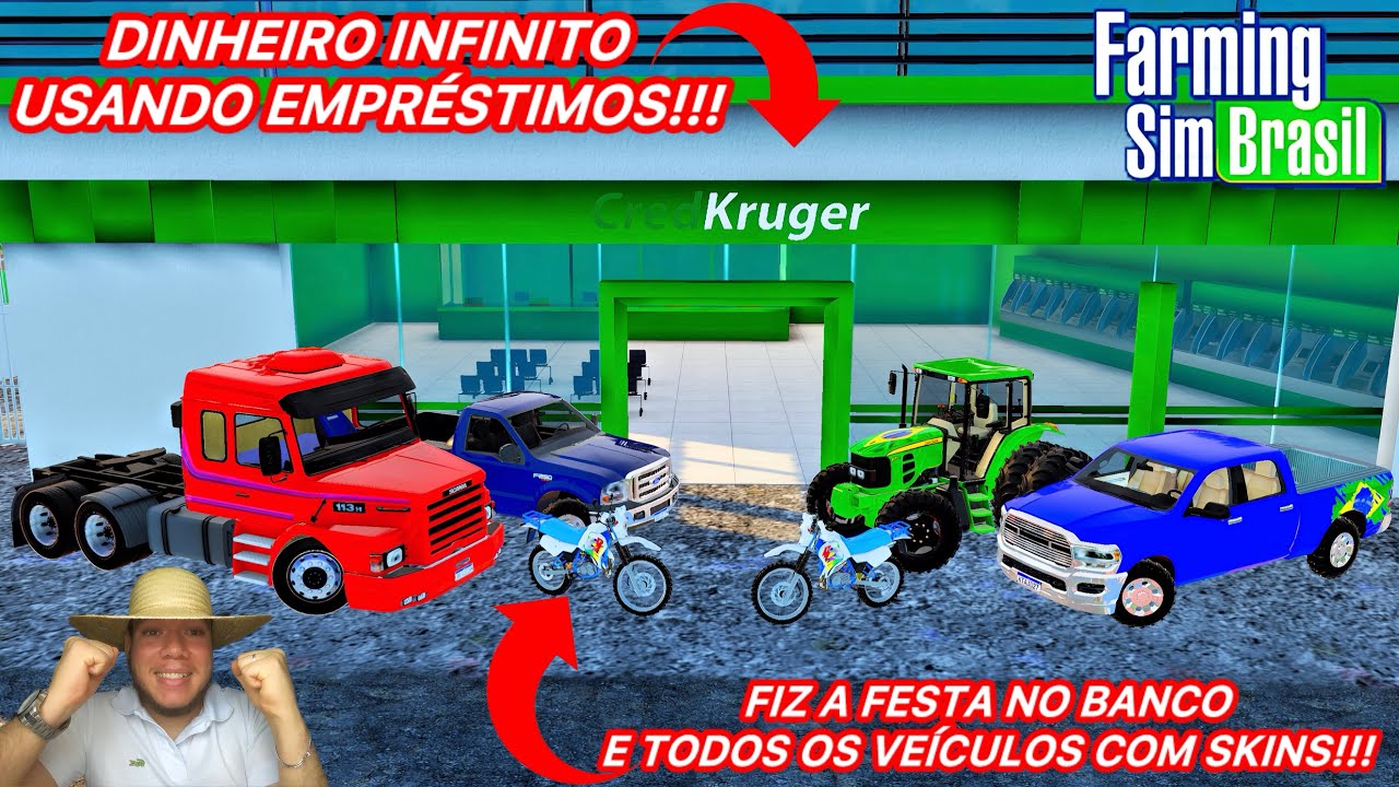 COMO FICAR MILIONÁRIO COM OS EMPRÉSTIMOS E COLOCAR SKINS NO IOS NO FARMING SIM BRASIL!!!