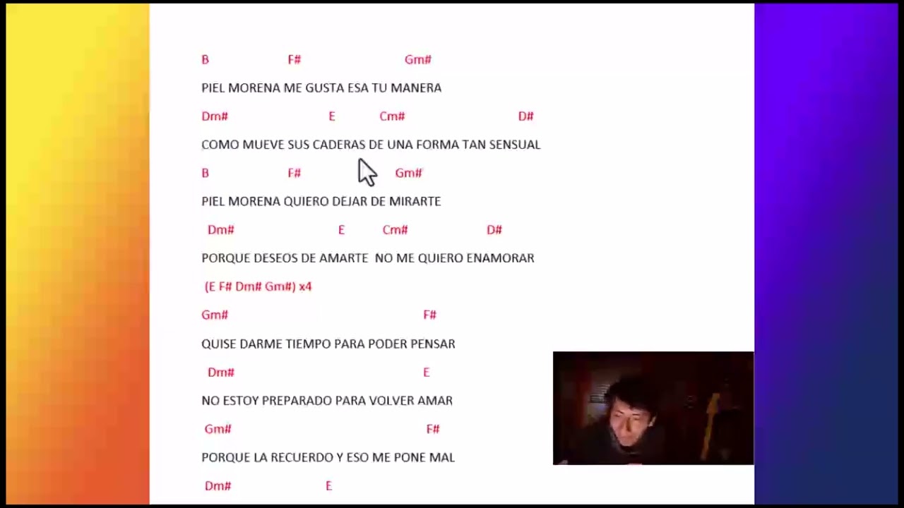 PIEL MORENA-MAROYU (Como tocar en guitarra, acordes )