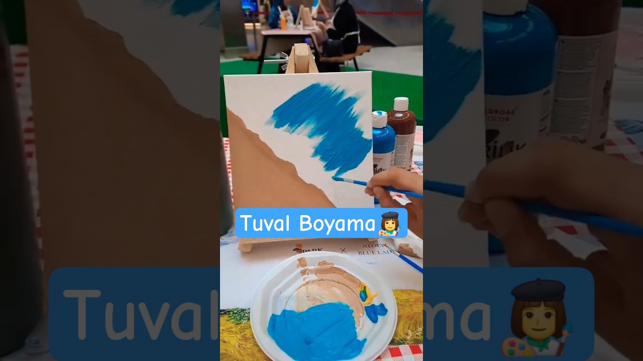 Tuval Boyama 🎨 Deniz ve Kumsal 🌊 #shorts #youtubeshorts #painting #tuval #akrilikpainting #deniz