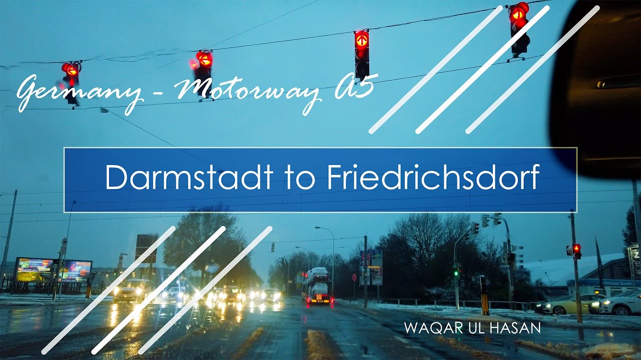 Driving in Germany - on Motorway (Autobahn) A5 from Darmstadt / Frankfurt / Friedrichsdorf