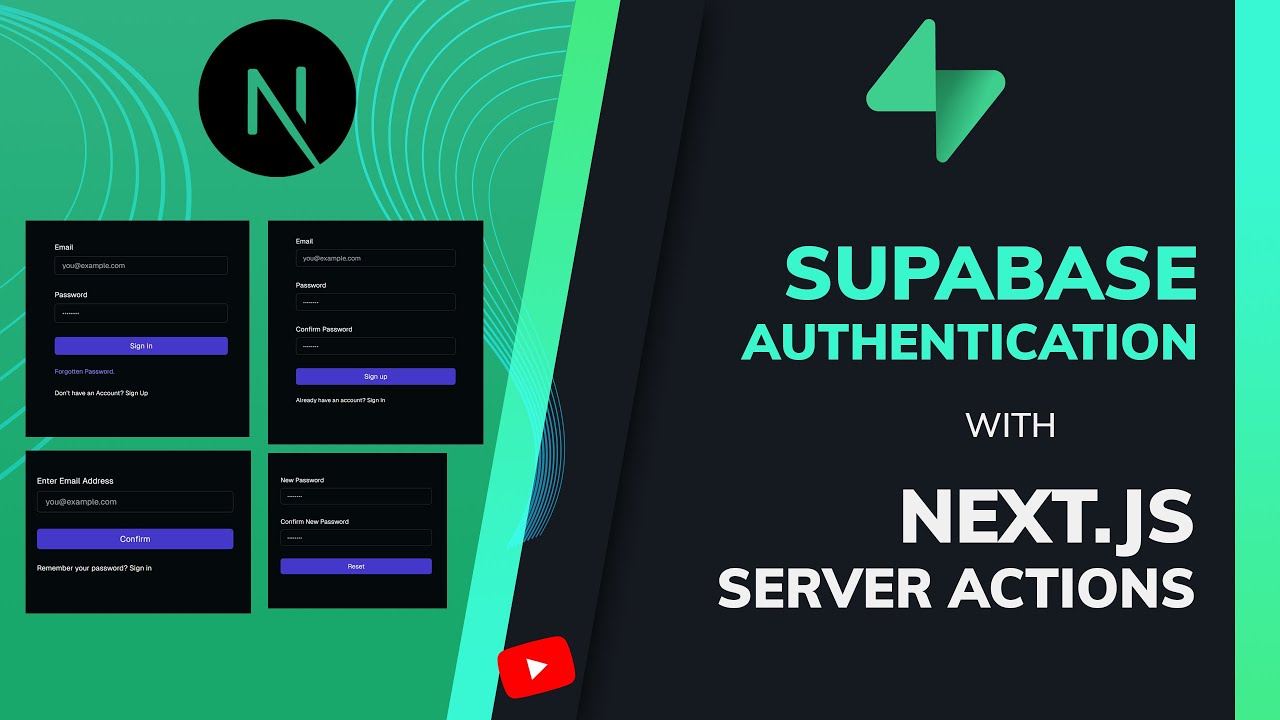 Supabase Authentication with Next.js Server actions: Sign up | Login | Logout | Reset Password