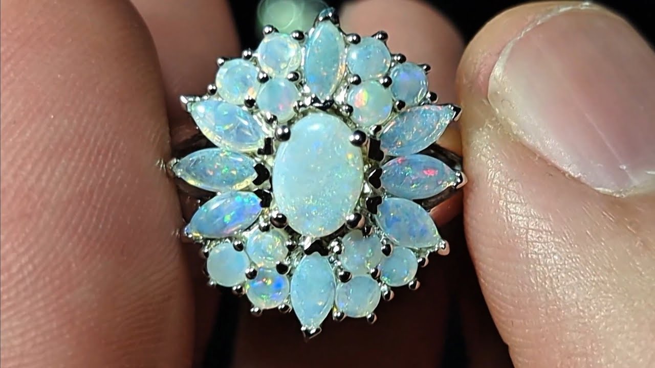 Rhodium-plated 925 sterling silver rings, each set with Natural Australian Opals 🇦🇺
