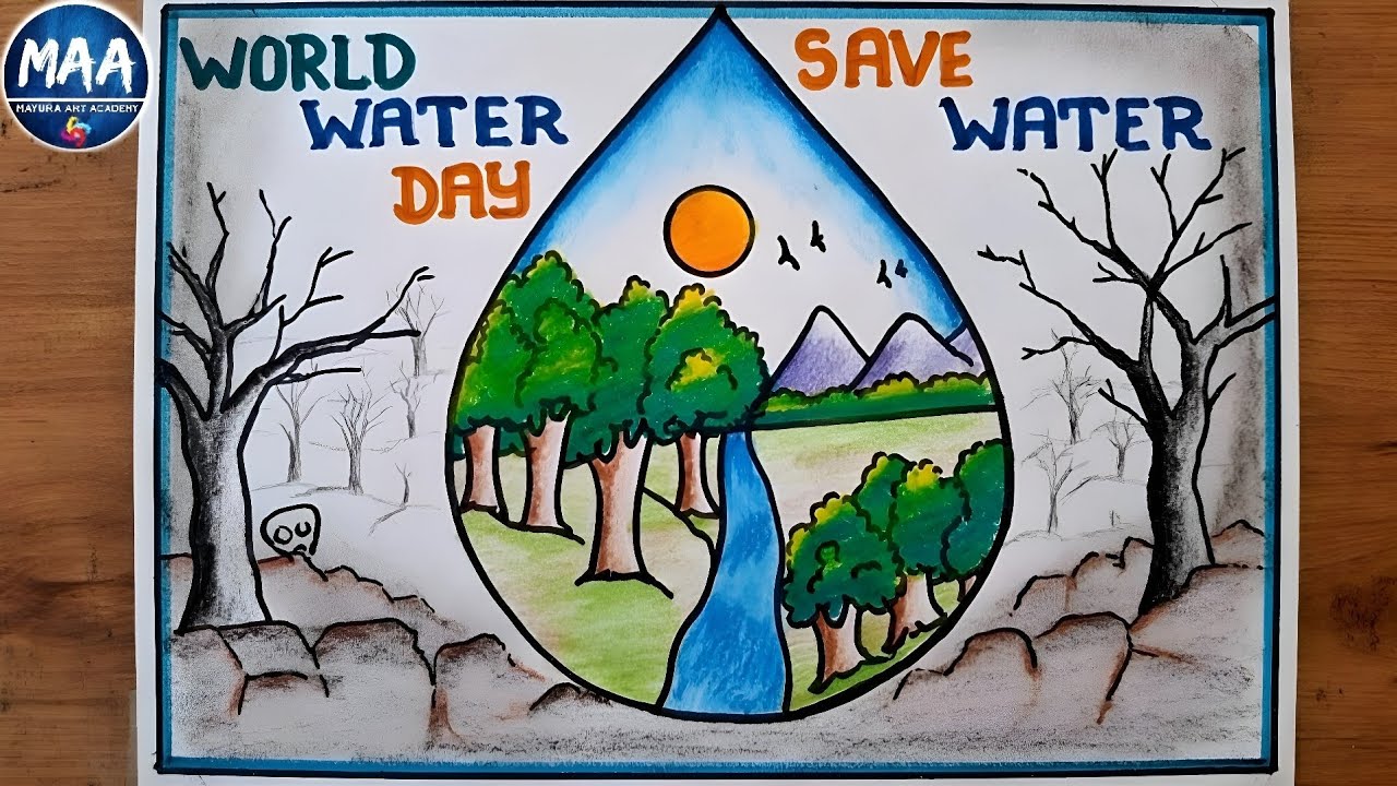 Save Water Project Drawing | World Water Day Drawing | Importance Of Water Drawing  #savewater #art