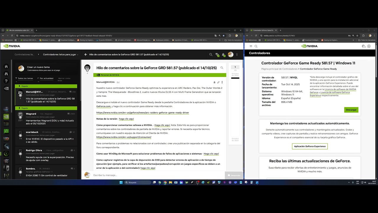 ⚠️ Driver NVIDIA 581.57 provoca fallos masivos en la comunidad t&eacute;cnica