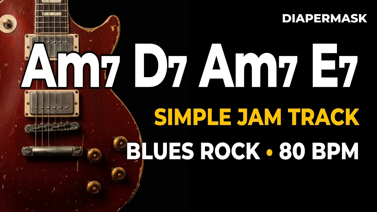 Am7 D7 Am7 E7 Backing Track | 80 BPM | A Minor Blues Rock Jam Track
