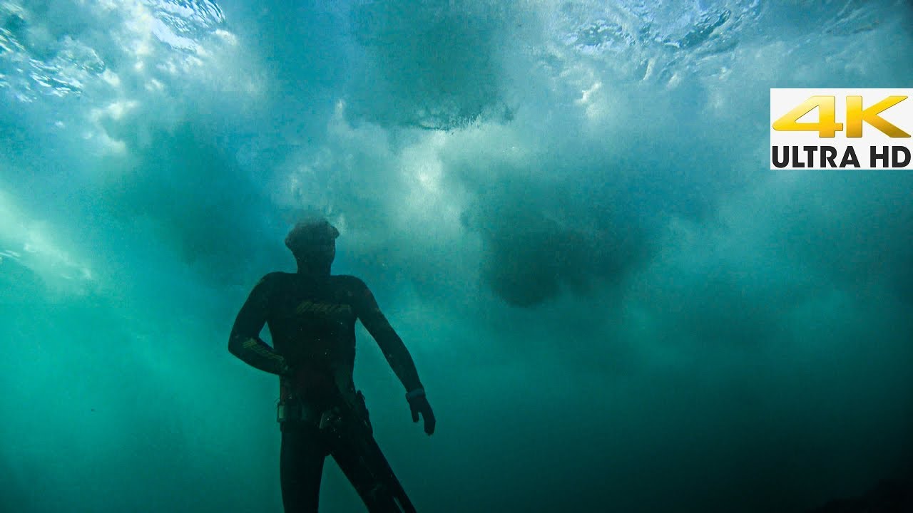Spearfishing Below Rough Waves