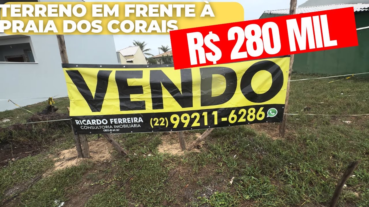 Terreno à venda na Praia do Coral, Orla 500, Vivamar e Terramar, 15x34, legalizado, R$ 280 mil