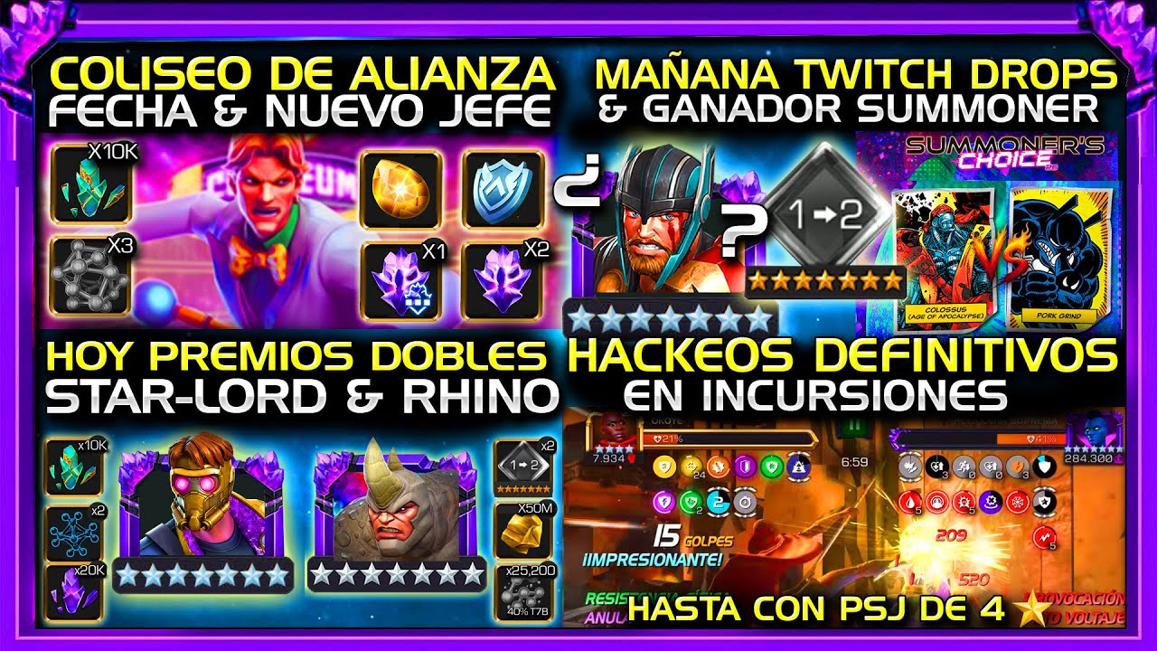 x3 7⭐️NEXO+R4 “GRATIS” DROPS+GANADOR FINAL! PREMIOS DOBLES + STAR-LORD HOY *TRUCO INCURSION* | MCOC 
