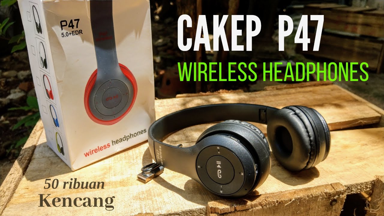 P47 wireless headphones 5.0+EDR unboxing & review Indonesia