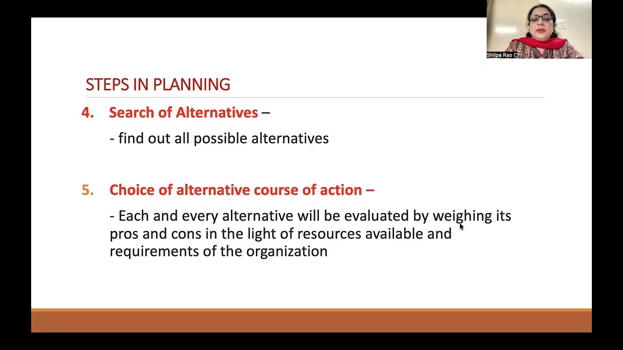 Planning -Steps in Planning