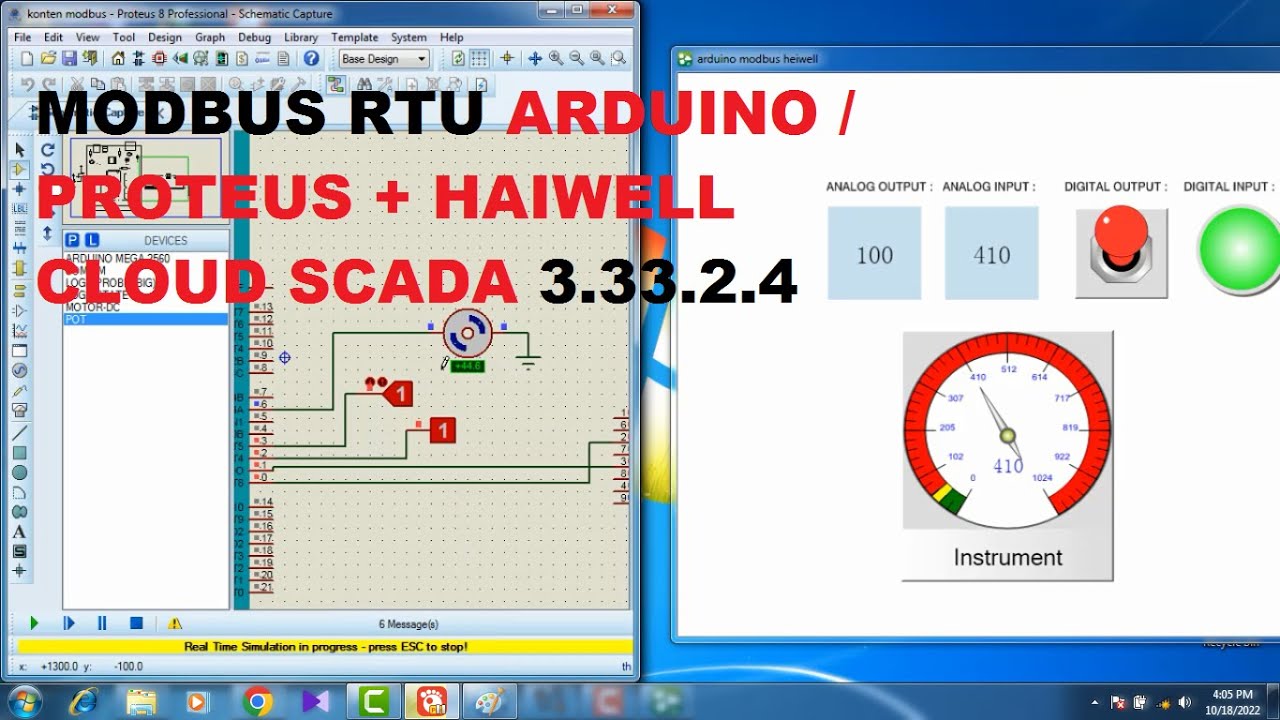 MODBUS RTU ARDUINO PROTEUS + HMI HAIWELL CLOUD SCADA 3.33.2.4