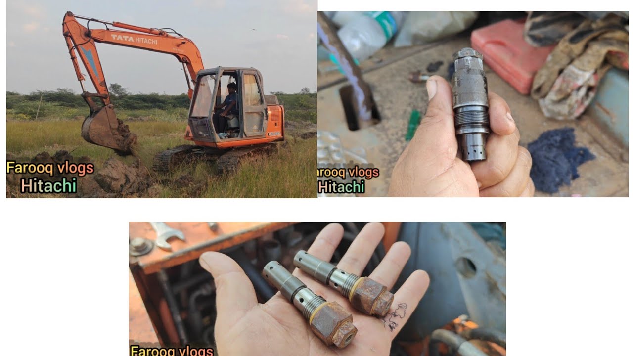 Tata Hitachi Ex70 Excavator Relief valve cleaning, operating slow problem solved, mechanic fixes.