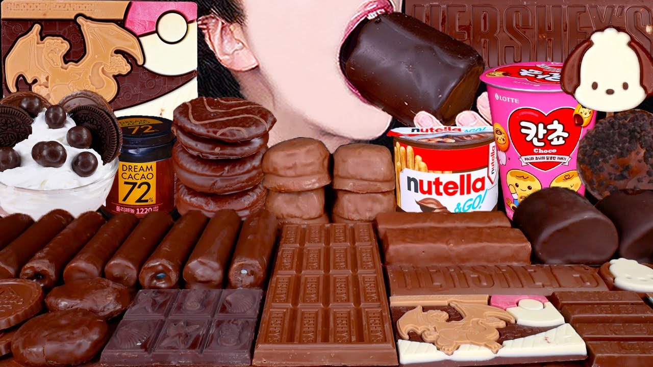 ASMR CHOCOLATE ICE CREAM MARSHMALLOW NUTELLA DESSERT MUKBANG 초콜릿 먹방 チョコレート アイスクリーム 咀嚼音 EATING SOUNDS
