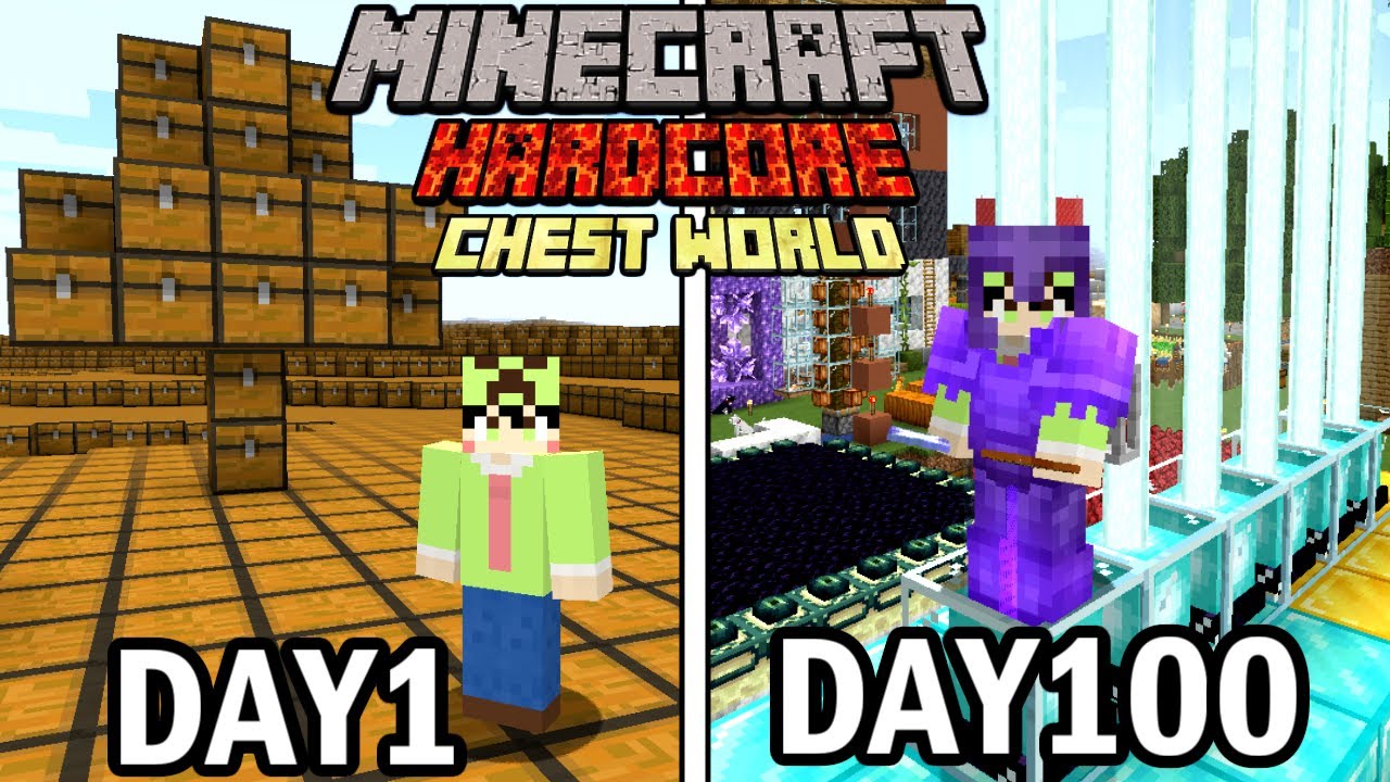 【マインクラフト】チェストだけの世界でハードコア100日間生き延びてみたらヤバかった【100days】【Minecraft】