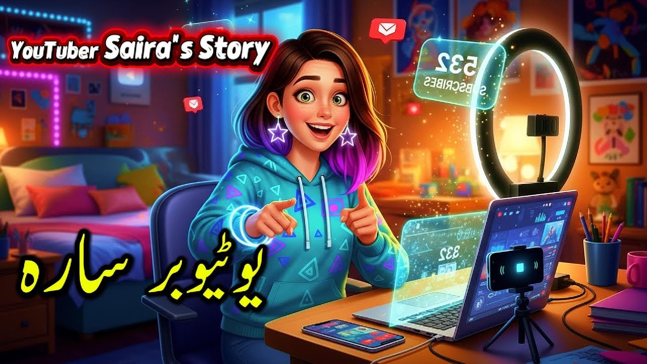 YouTuber Saira's Story | Urdu hindi kahani | Bedtime story | Story@RabeelWithKhwaboKeKitabay
