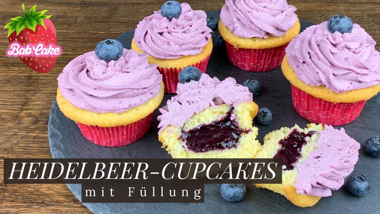 Heidelbeer-Cupcakes mit Füllung / fruchtig, cremig, frisch / gefüllte Blaubeer-Cupcakes / BabCake