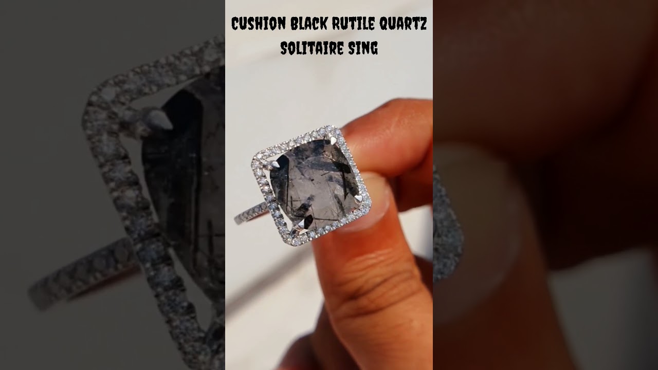 Cushion Cut Rutile Quartz Vintage Halo Wedding Ring #Shorts #love #ring