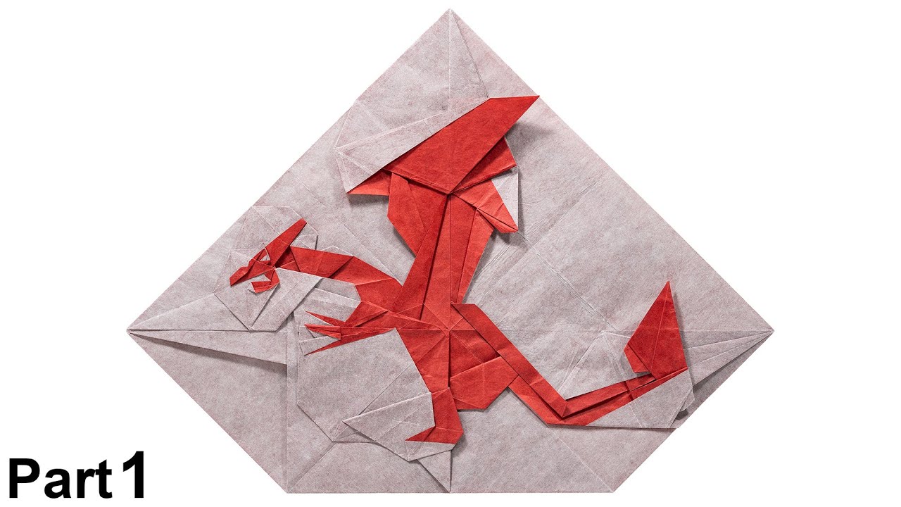 Origami Flat Dragon tutorial 4K (Nine / Mink) part 1 折り紙 ドラゴン