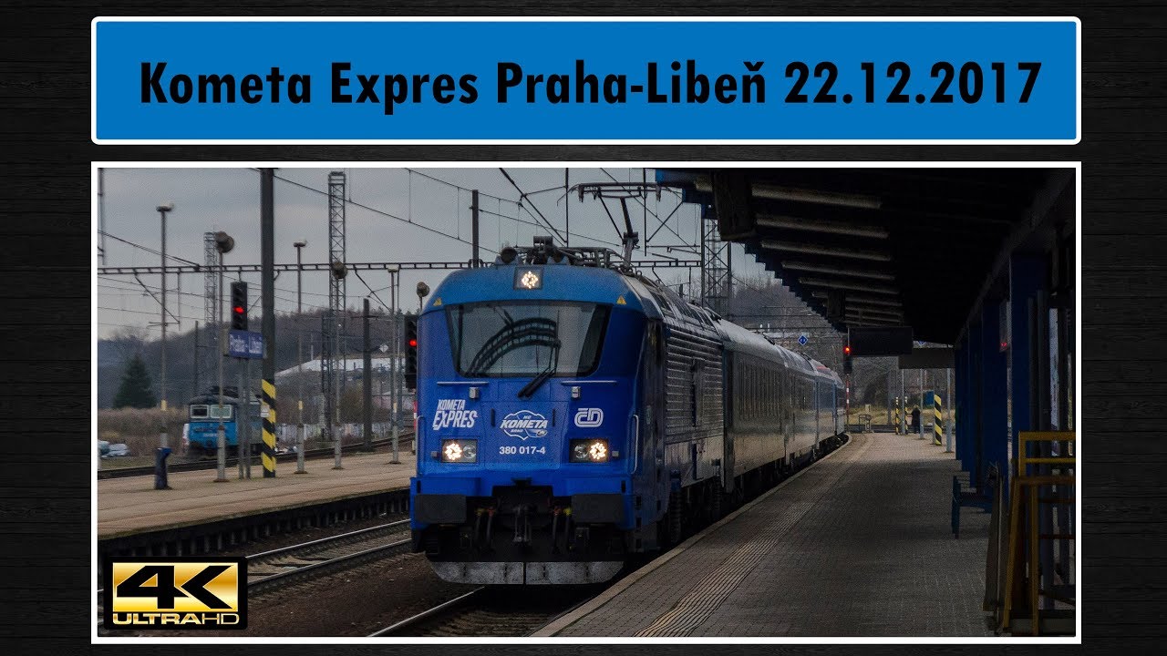 Ex 11774 Kometa Expres (Brno DRFG aréna → Praha Libeň) Praha-Libeň 22.12.2017 (4K)