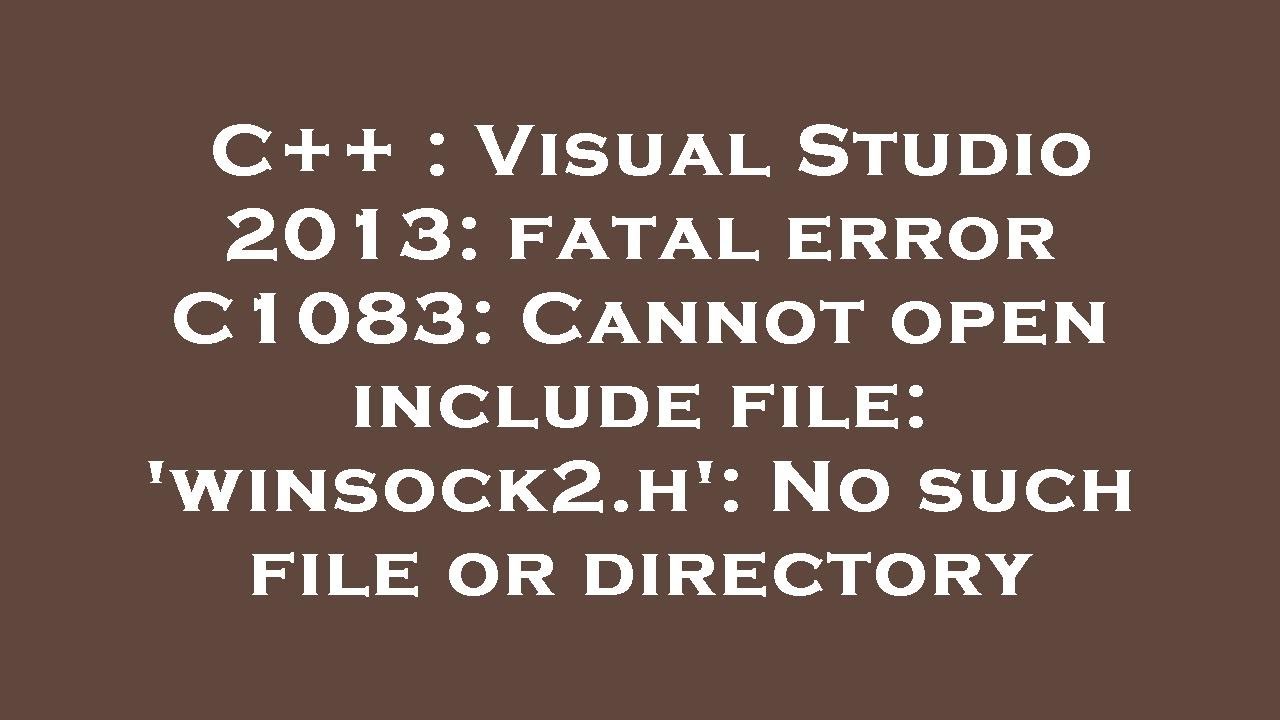 C++ : Visual Studio 2013: fatal error C1083: Cannot open include file: 'winsock2.h': No such file or