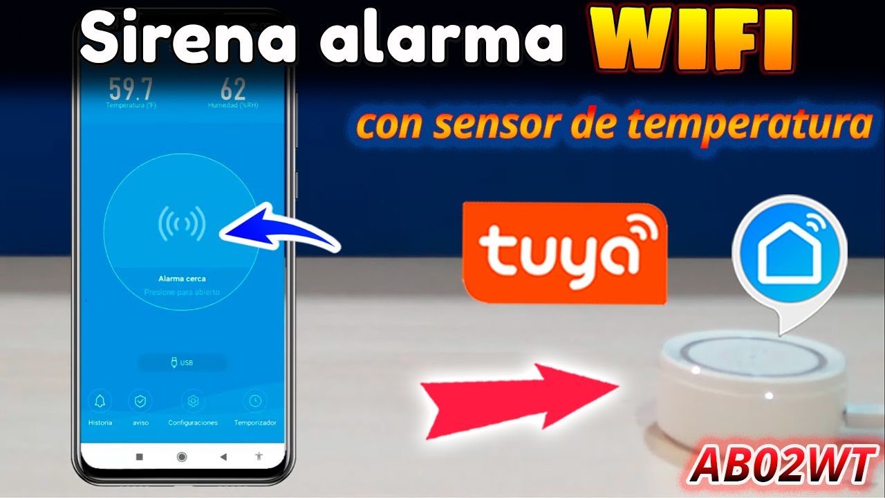 Sirena alarma WiFi con sensor de temperatura compatible con Tuya Smart Life 📢