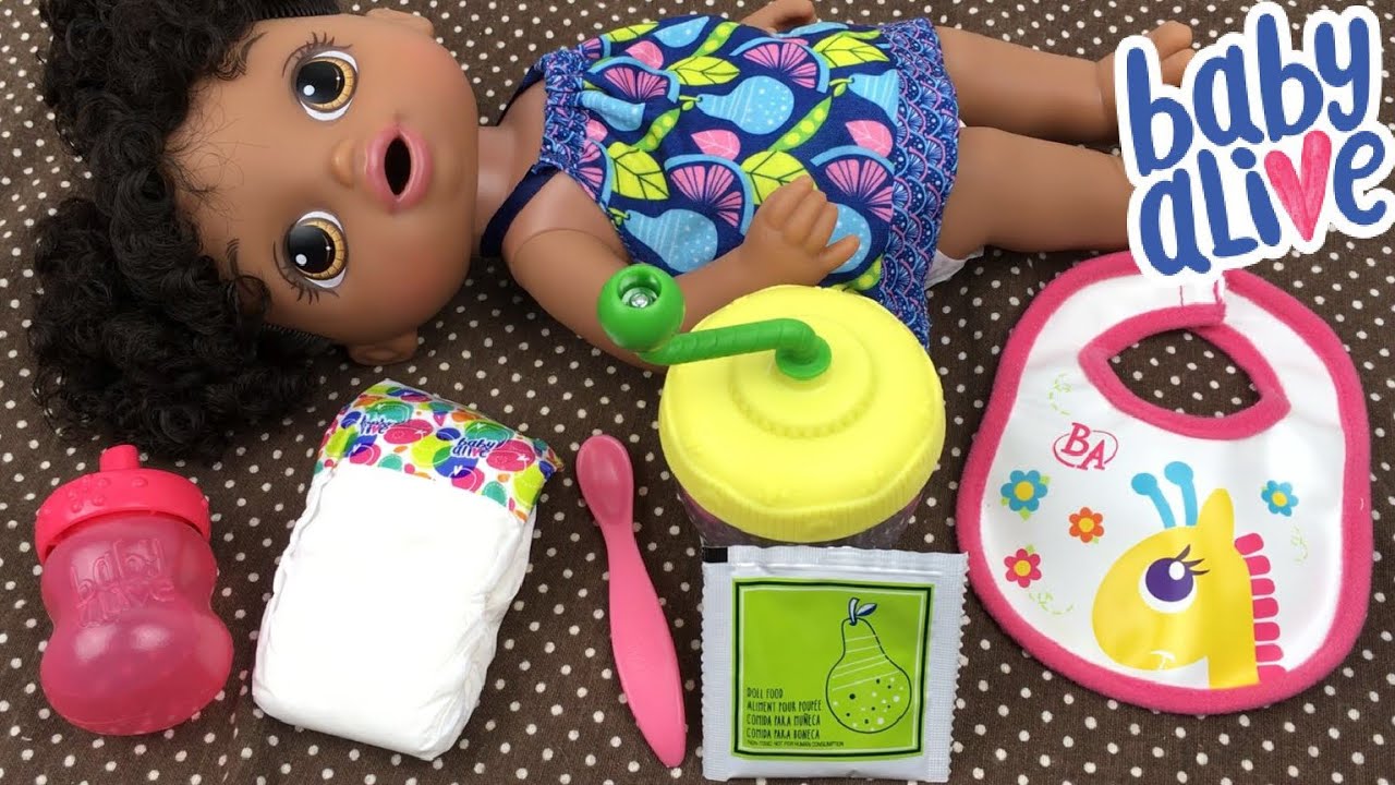 Feeding Baby Alive SWEET SPOONFULS BABY Doll Pears Doll Food