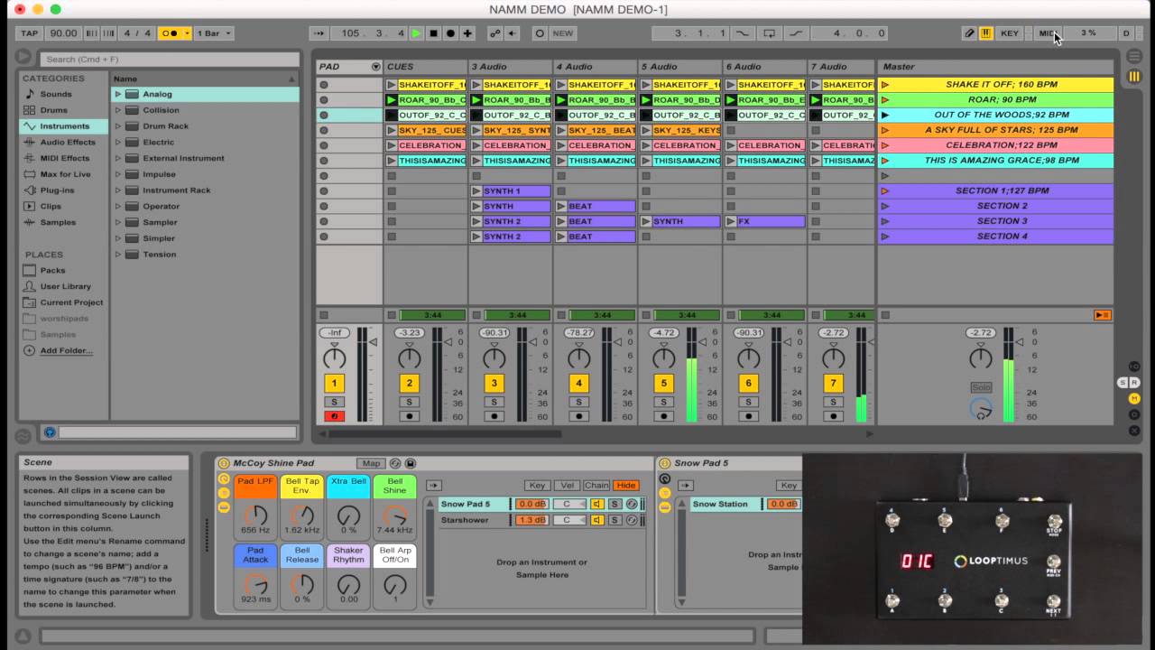 Looptimus USB MIDI Foot Controller: Default Mode