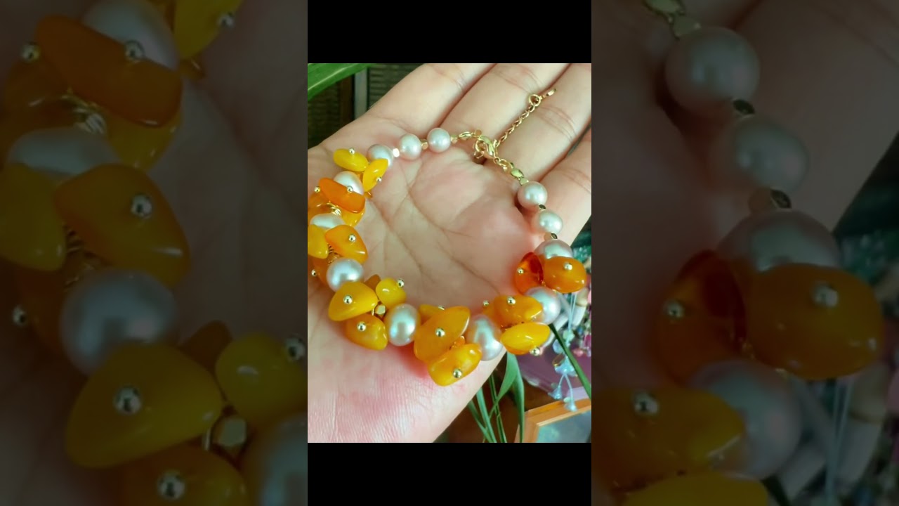 Pearl and Amber Bracelet#pearl #amber #bracelet elet