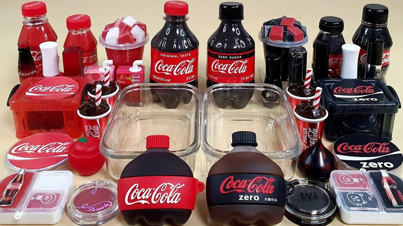 Coca Cola vs Zero Coke Slime Mixing Random Into Slime! Satisfying Slime Video ASMR