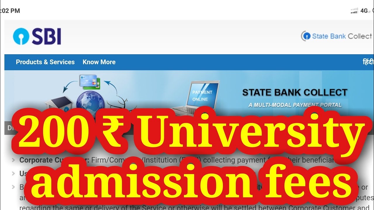 SBI collect 200 rs university admission fees online payment | sbi collect Other Fees on Mobile