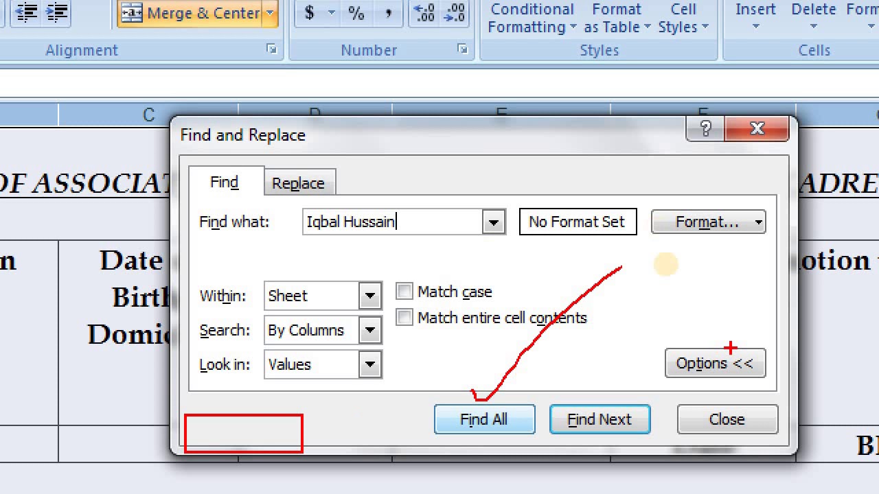 How to search out serial/Seniority number or name in Seniority List / MS Excel file.