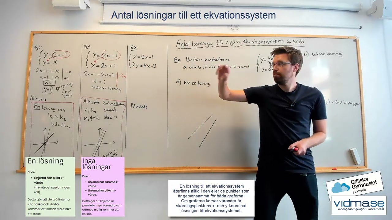 Matematik 2. ANTAL L&Ouml;SNINGAR TILL ETT (LINJ&Auml;RT) EKVATIONSSYSTEM