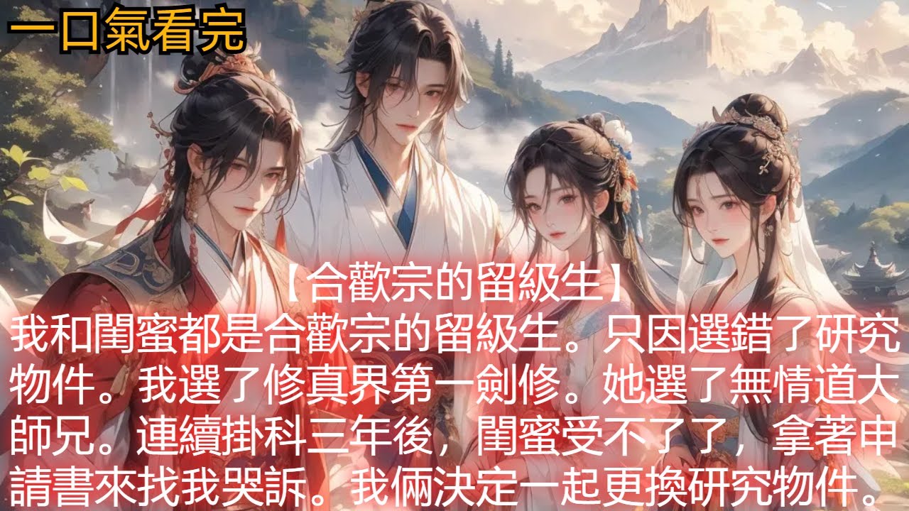 【合歡宗的留級生】我和閨蜜都是合歡宗的留級生。只因選錯了研究物件。我選了修真界第一劍修。她選了無情道大師兄。連續掛科三年後，閨蜜受不了了，拿著申請書來找我哭訴。我倆決定一起更換研究物件。