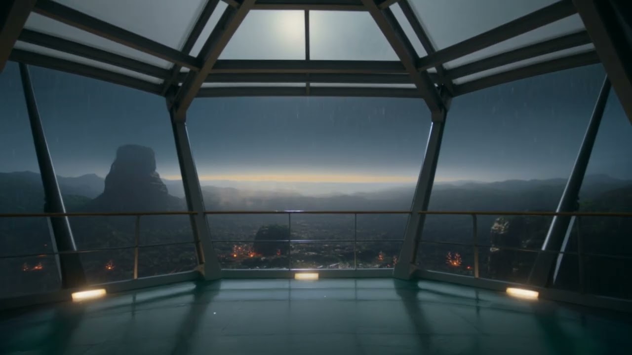 High Alien Tower Balcony — Rain Ambience for Sleep (8H)