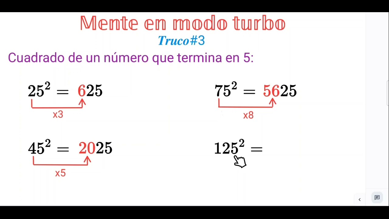 Mente en modo turbo (truco #3: el cuadrado de números que terminan en 5)