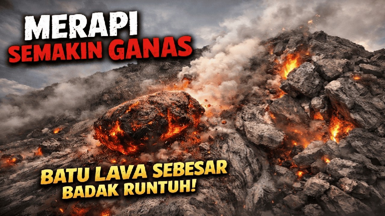 MERAPI SEMAKIN GANAS‼️DETIK-DETIK BATU LAVA SEBESAR BADAK RUNTUH DARI PUNCAK