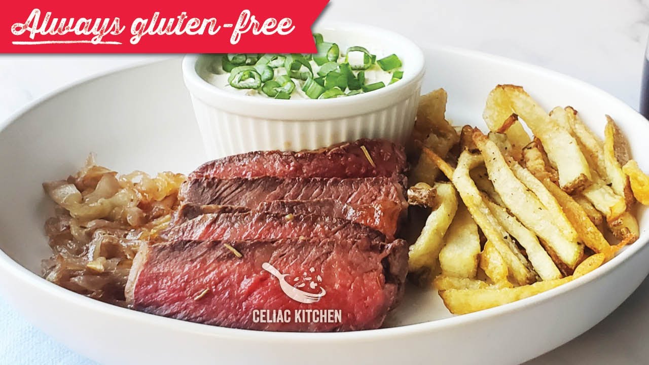 Pan Seared Ribeye Steak, Caramelized Onion, Crispy Fries & French Onion Dip
