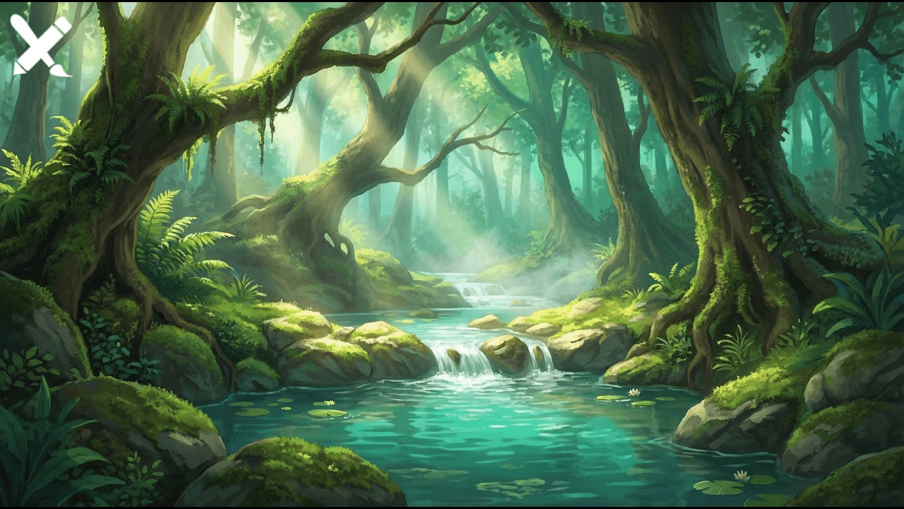 (No Ads) Deep Sleep Music • Waterfall Art, Melatonin Release • 