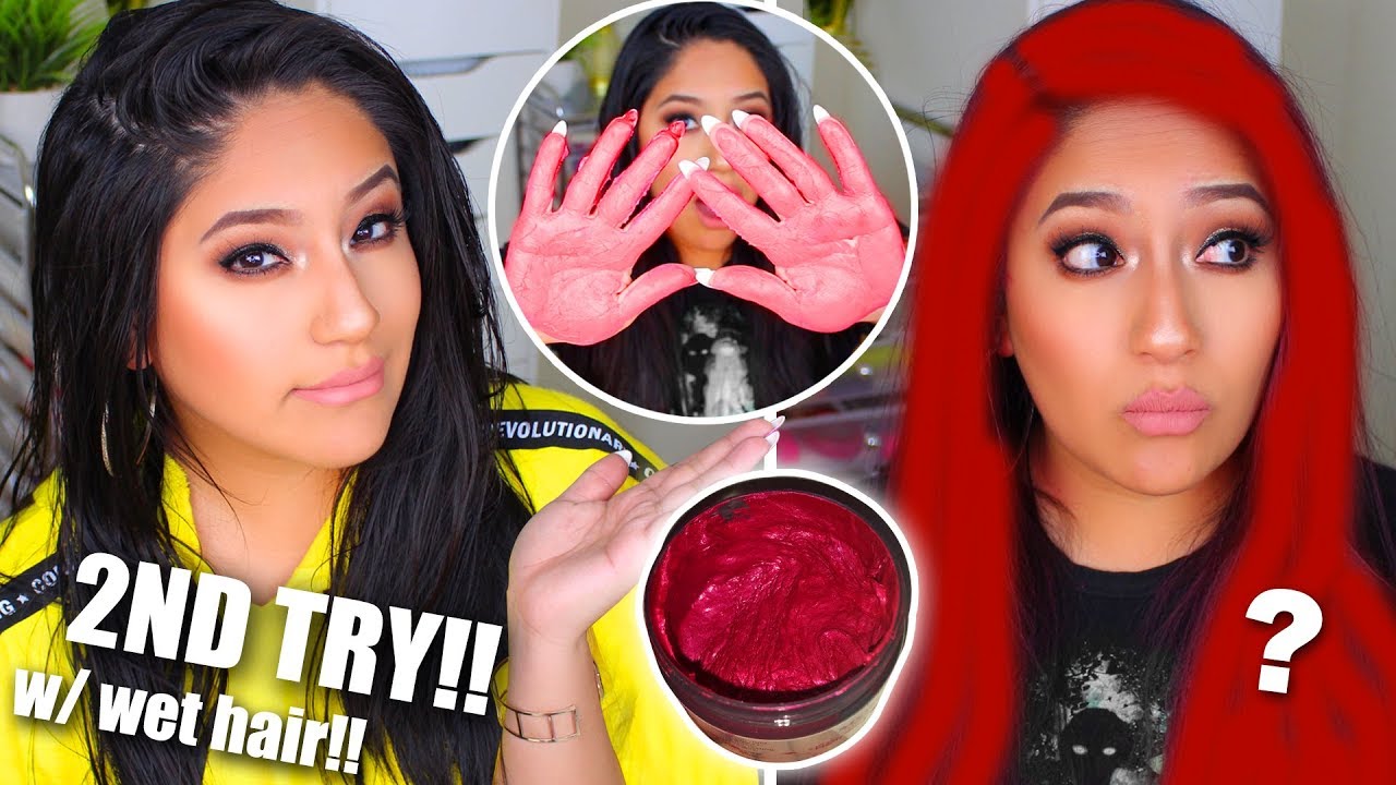 Does COLORED HAIR WAX Work on Dark Hair?! 2ND TRY!! (ON WET HAIR!)