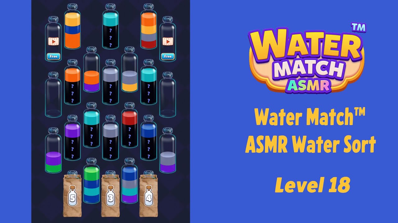 Water Match&trade; - ASMR Water Sort Level 18 Walkthrough | Gameplay Solution
