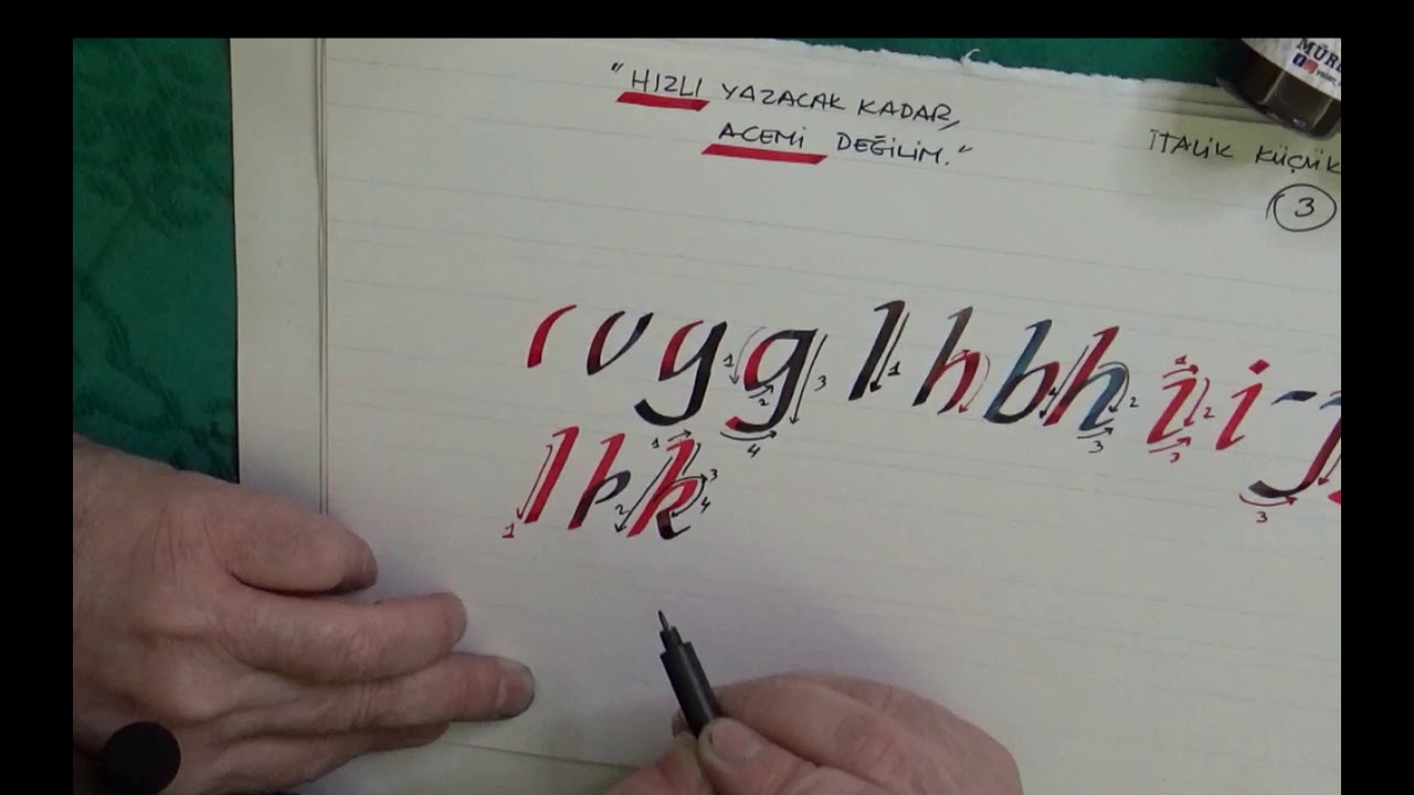 İTALİK KÜÇÜK HARFLER-3 g-h-ı-i-j-k-l-m-n.