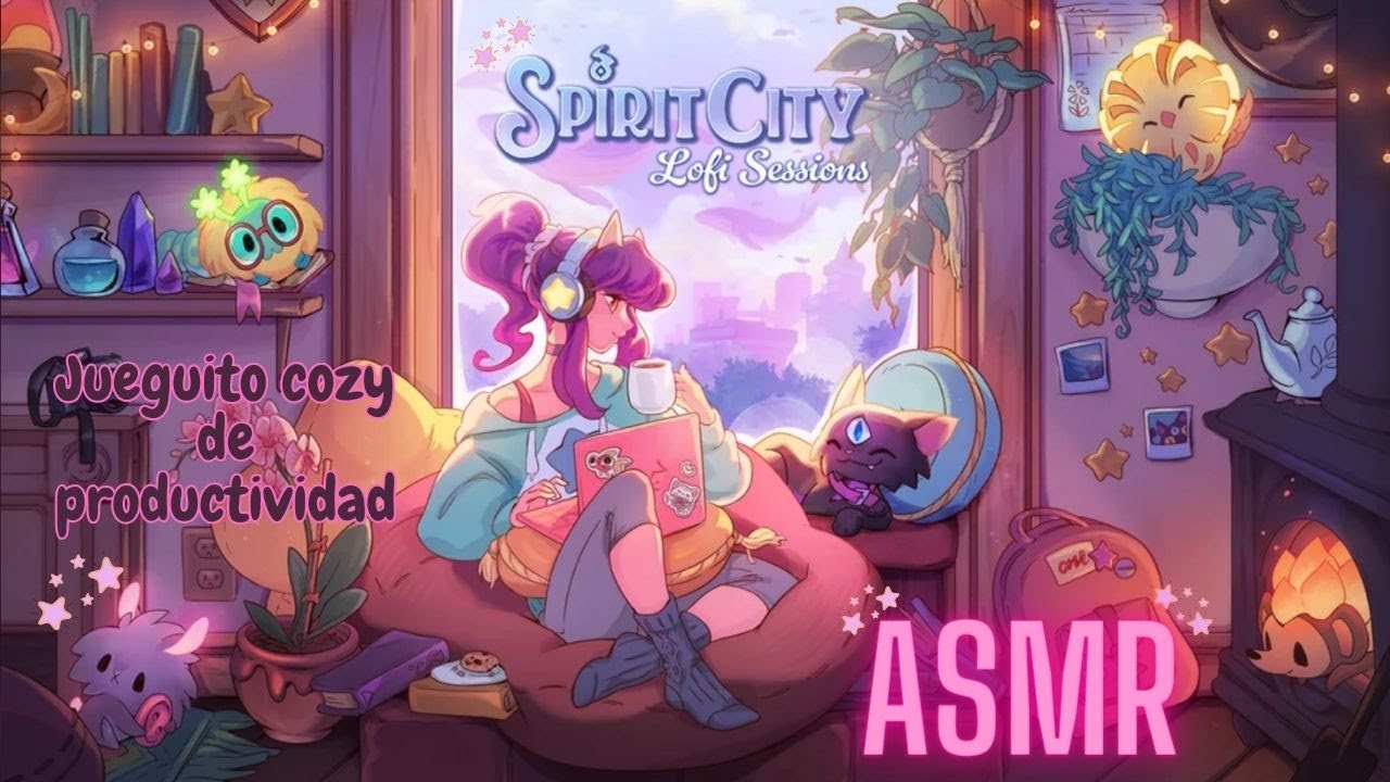 🖤ASMR ESPAÑOL | Probamos la demo de SPIRIT CITY (lofi sessions)☕📚💻☆ Jueguito relajante y productivo🌙