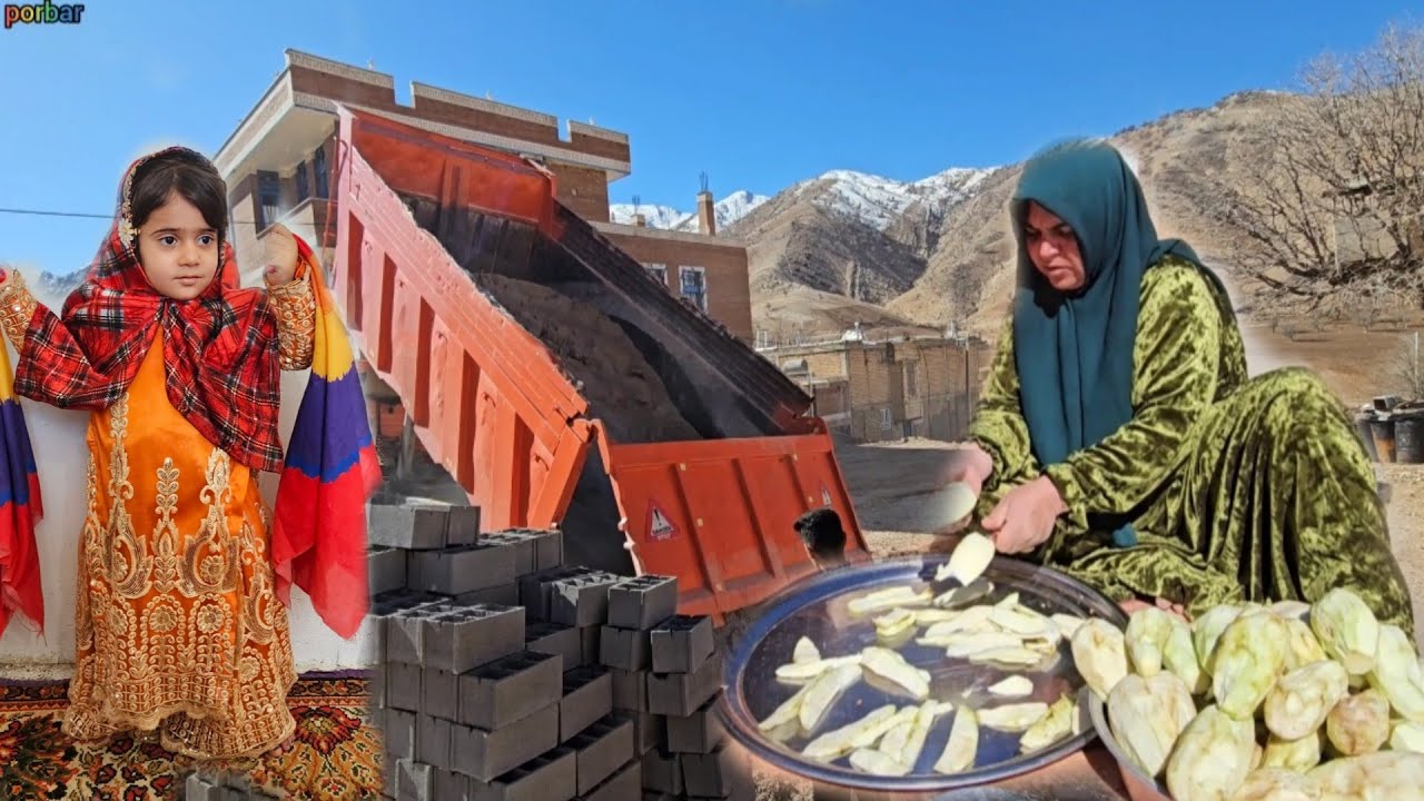 Building a Chicken Coop and Preparing a Homemade Lunch by Farideh and Her Family