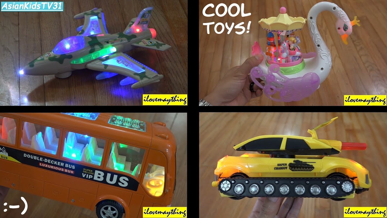 Bump & Go Toy Cars, Bus, Trucks and Tanks with Lights, Music and Sounds Playtime Vol. 2